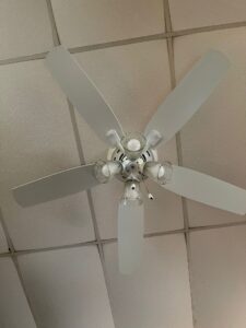 Dust removal from ceiling fan in Hanson, MA before and after cleaning.