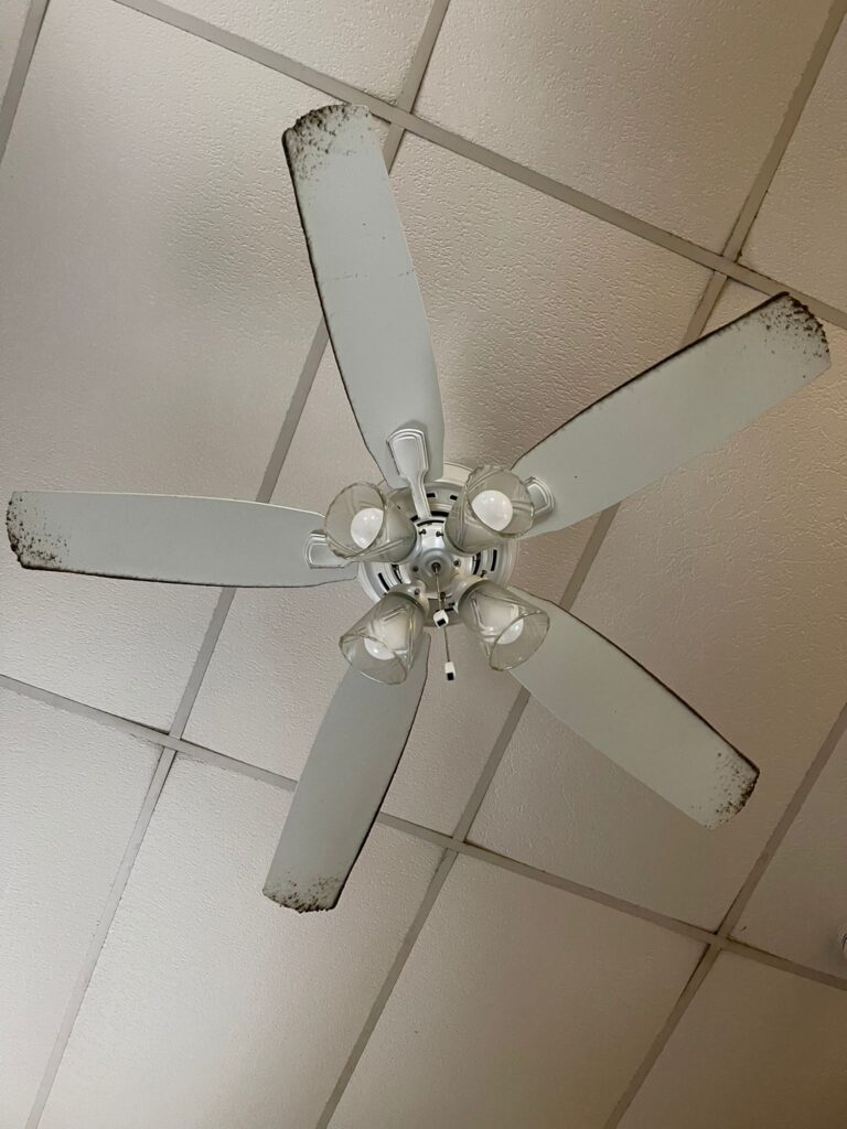 Dusty ceiling fan before cleaning