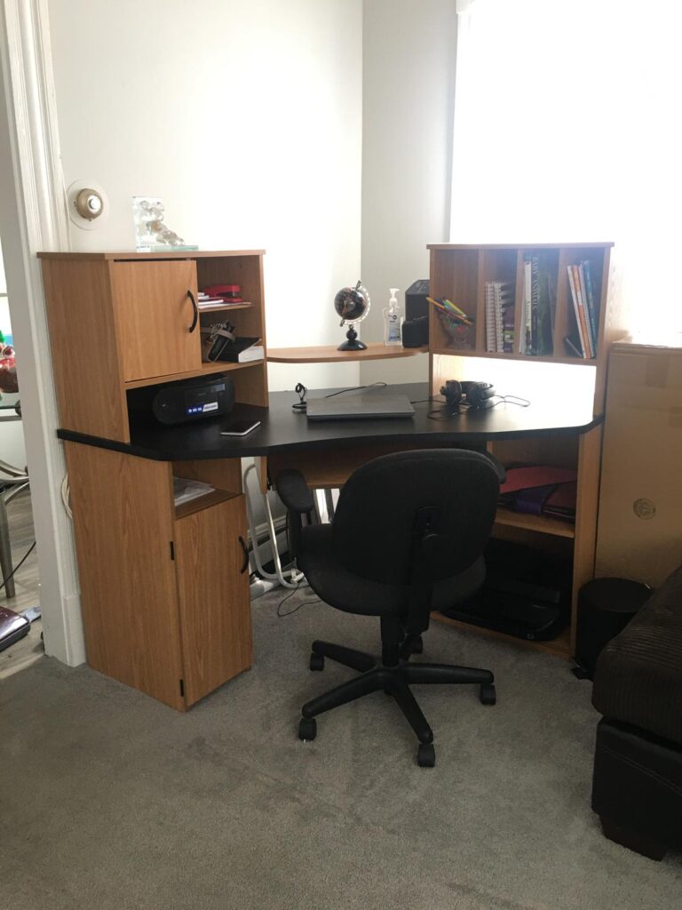 Home office desk area after cleaning in Bridgewater, MA