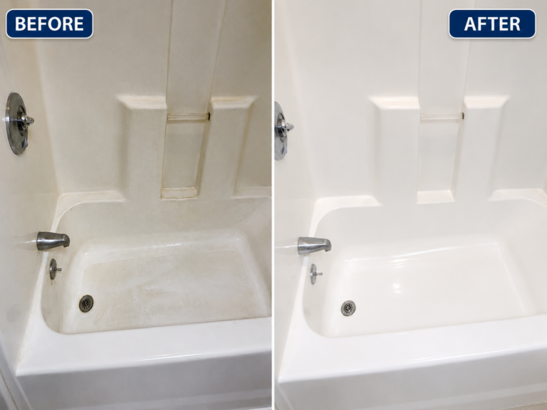 before and after recurring bathroom cleaning service in Bridgewater MA